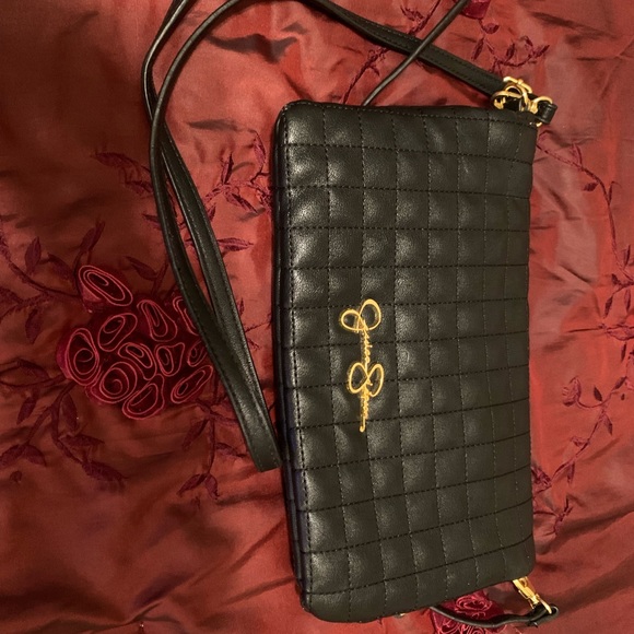 Jessica Simpson Scrap Black & Gold Fold Over Clutch-like Bag-Cute! - Picture 11 of 13